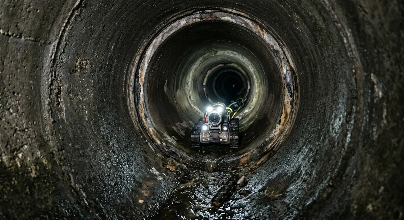 Robotic sewer camera inspecting pipe interior for Drain Snake Service in Eudora
